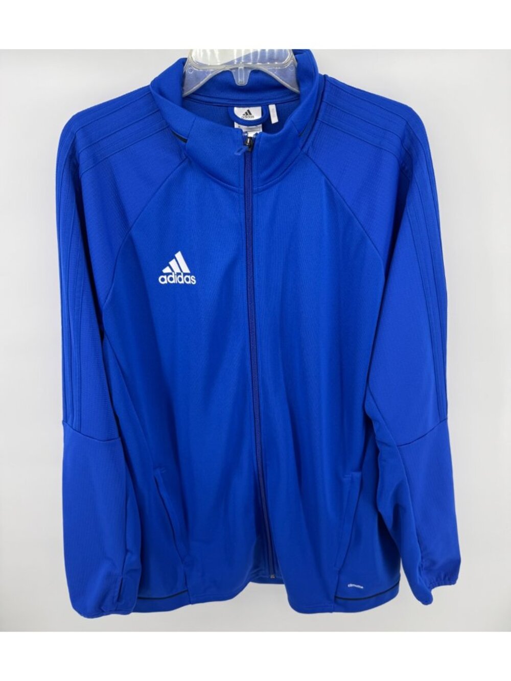 Adidas Climalite Mens XL Blue Full Zip Track Jacket With Stripes Lightweight & B